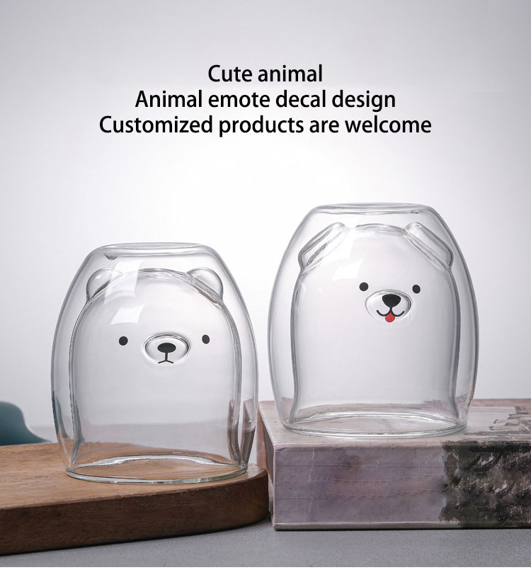 Cute Dog Mug Glass Double Wall Glass Coffee Milk Flower Tea Cup, Gift for Office Birthday Christmas details