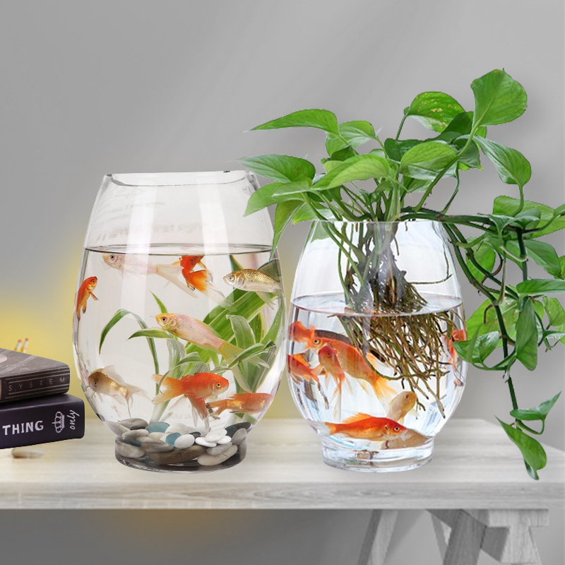 Custom Logo High Quality Round Multi-size Clear Glass Flower Vase Fish Tank Fish Bowl for Tabletop Decoration supplier