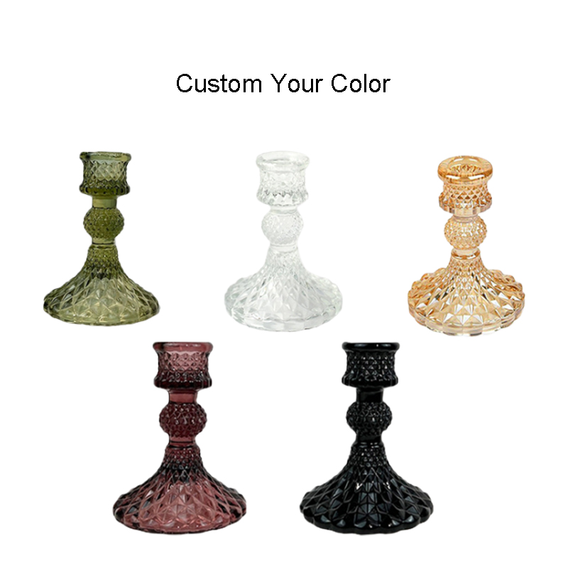 Custom Logo Glass Candle Holder Elegant Design Candle Stick Decorative Candle Holder manufacture
