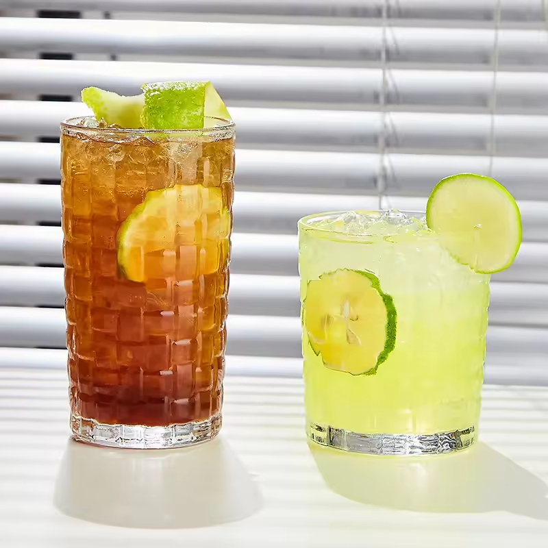 Hot Selling Household Bar Ribbed Glass Mugs Transparent Glass Cup for Water Juice details
