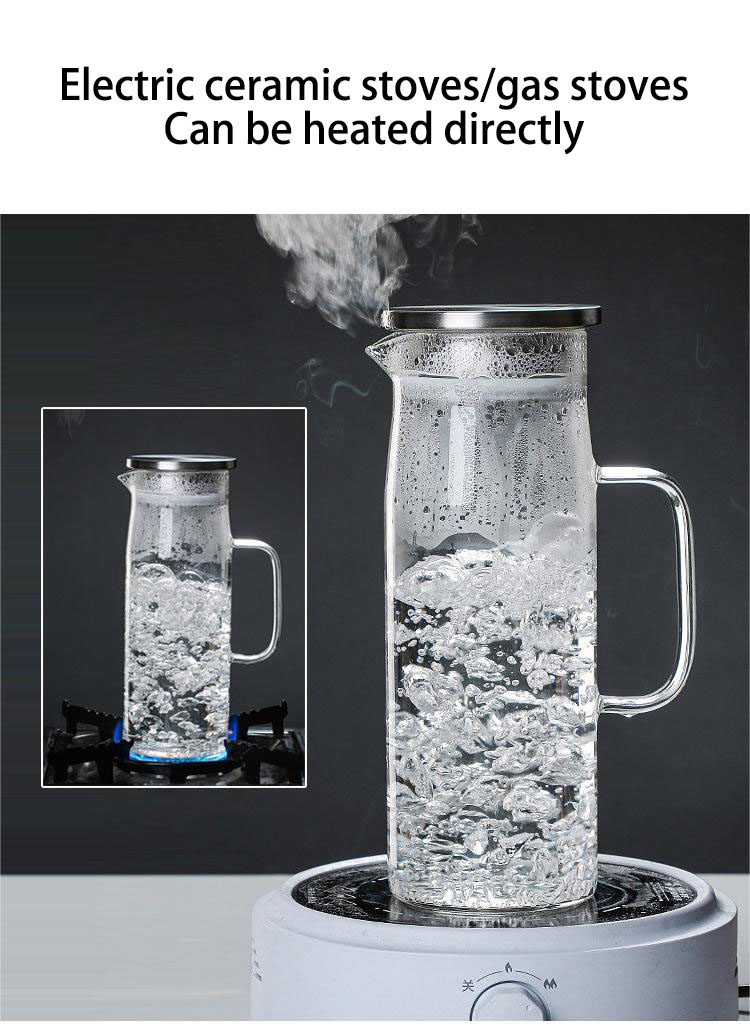 Heat Resistant high Borosilicate glass water jug set With Stainless Steel Lid manufacture