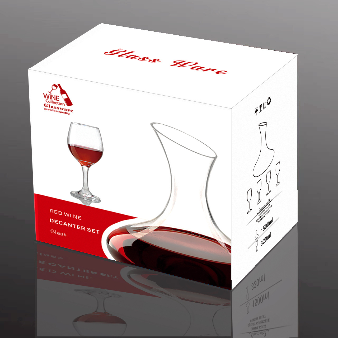 150 GLASSWARE Hand Blown Gift Box Red Wine Glass Decanter Set wine glasses and wine decanter glass set of glass factory
