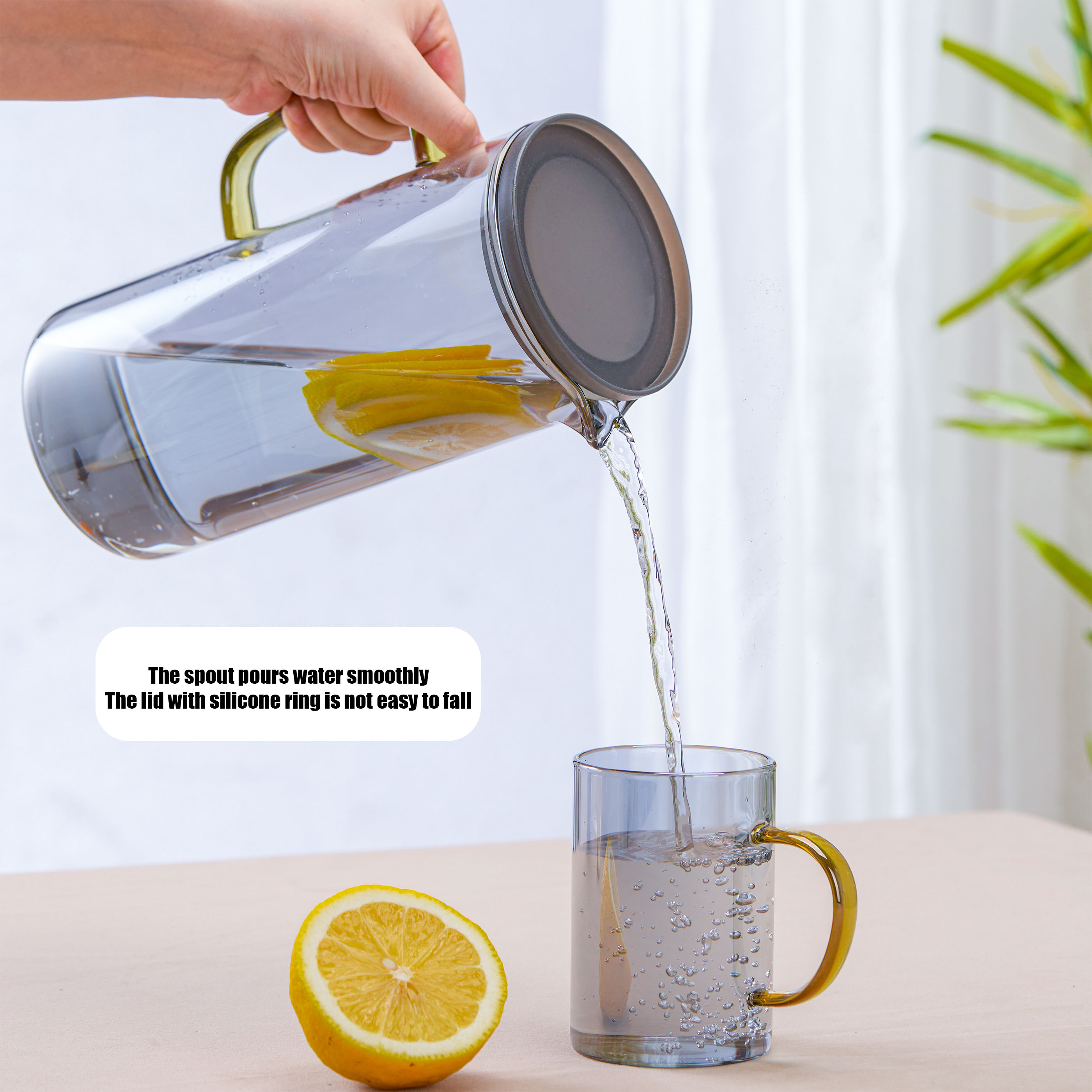 Glass Tea Pot Set vertical pattern jug and glass large capacity water bottle set kettle set supplier