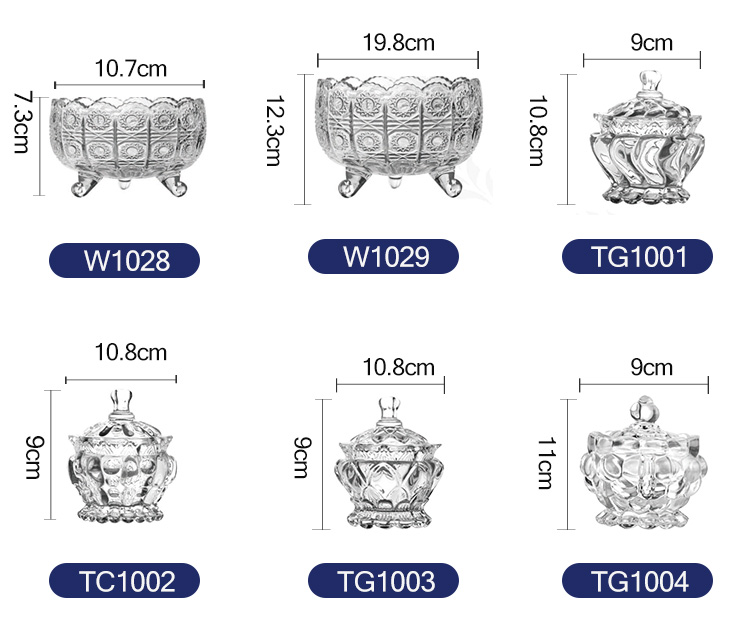 Wholesale clear glassware custom painting candy box jewelry storage color candy glass jar details