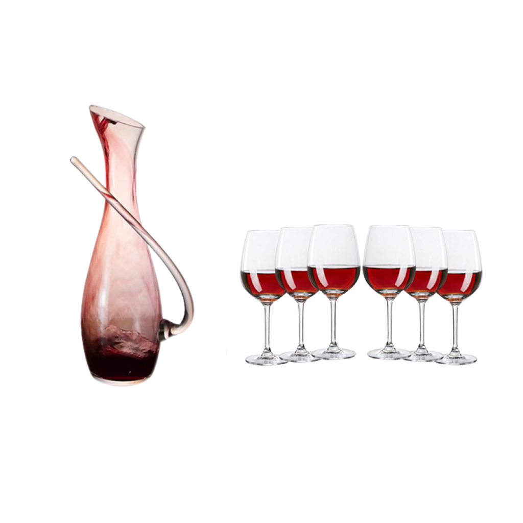 Stylish Creative Handle 1100ml Clear Glass Wine Decanter for Restaurant Bar manufacture