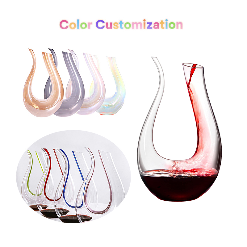 Hot Sale Custom Logo 1500ml U-Shape Red Wine Decanter Set 1 Decanter with 6 Glasses supplier