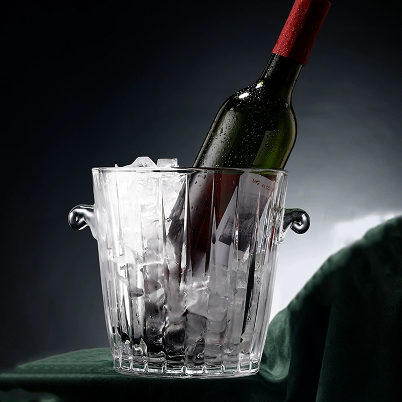 party factory custom logo vodka wine glassware whiskey Round Glass Ice Bucket for beer cooler supplier