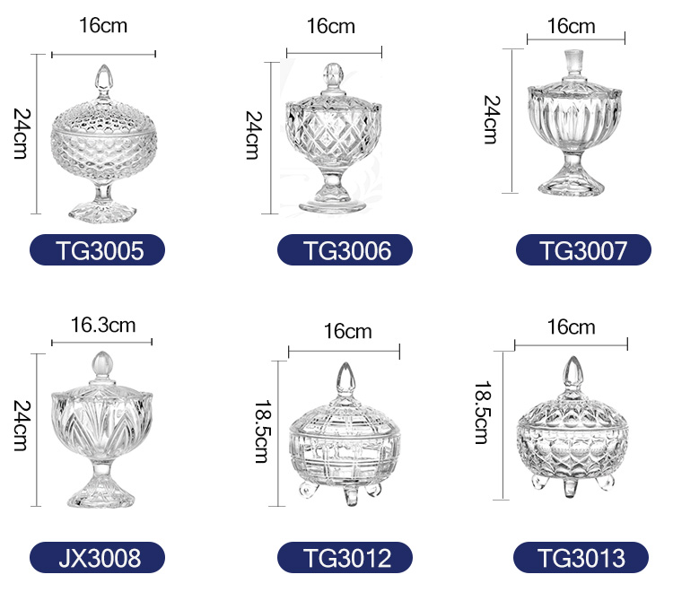 Wholesale clear glassware custom painting candy box jewelry storage color candy glass jar details
