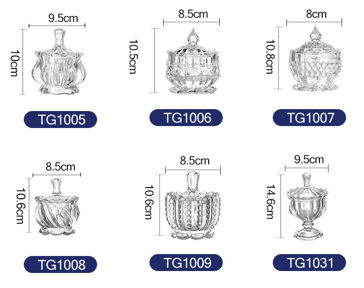 Wholesale clear glassware custom painting candy box jewelry storage color candy glass jar details