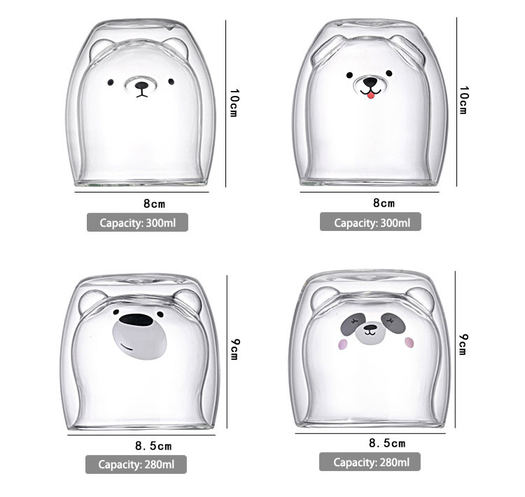 Cute Dog Mug Glass Double Wall Glass Coffee Milk Flower Tea Cup, Gift for Office Birthday Christmas manufacture