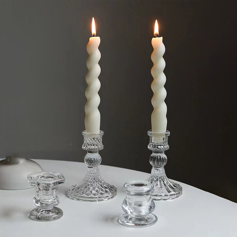 Custom Logo Glass Candle Holder Elegant Design Candle Stick Decorative Candle Holder manufacture