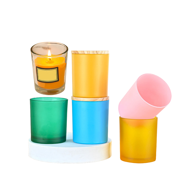 Wholesale Unique Custom Wedding Festival Decoration Clear Frosted Amber Glass Candle Jars details