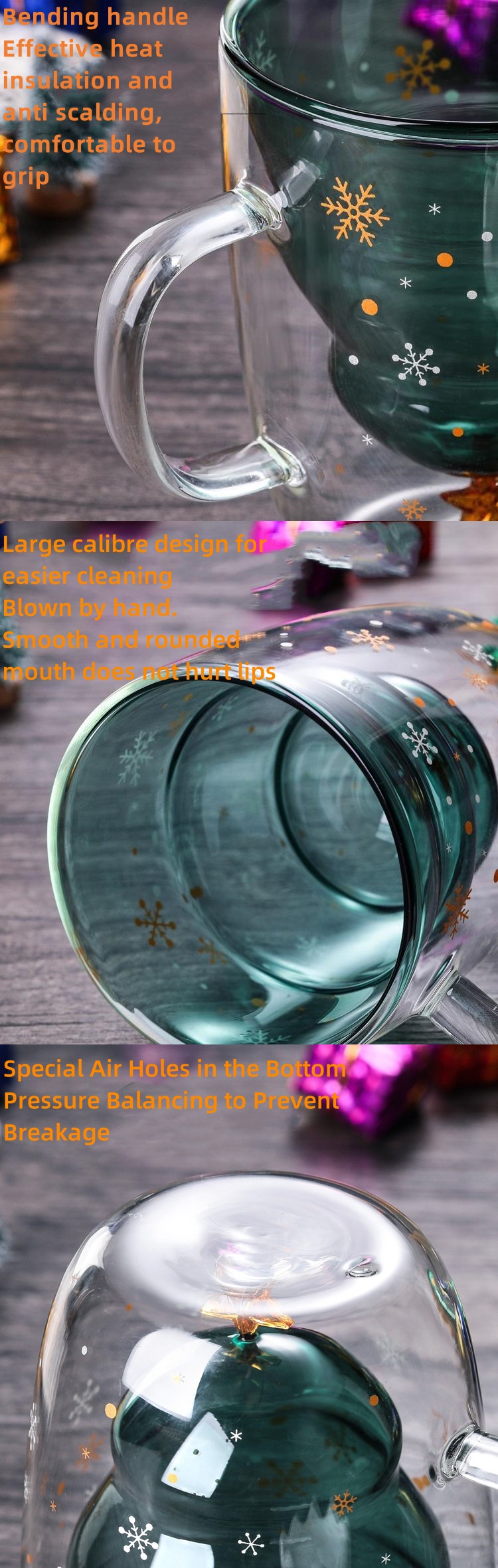 Custom Christmas Tree Shaped Cup Creative Glass Mug Double Wall Glass Coffee Tea Cup Cute Cup With Handle with Lid supplier