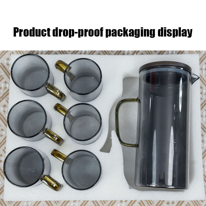 Glass Tea Pot Set vertical pattern jug and glass large capacity water bottle set kettle set supplier