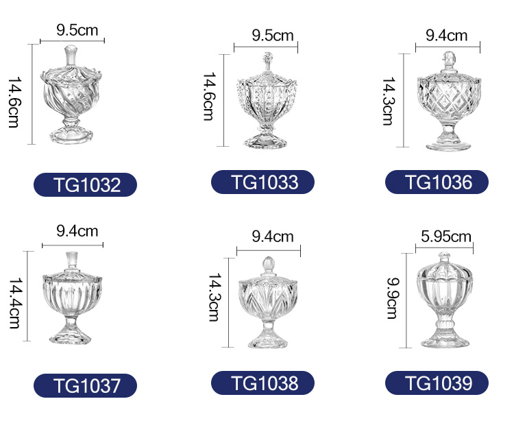 Wholesale clear glassware custom painting candy box jewelry storage color candy glass jar details