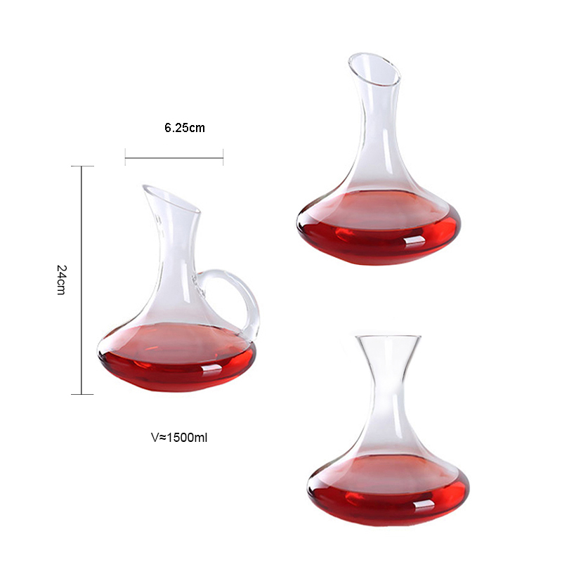 Freely Sample Wholesale 1500ml Classic Glass Decanter Clear Hand Blown Luxury Wine Decanter with Handle details
