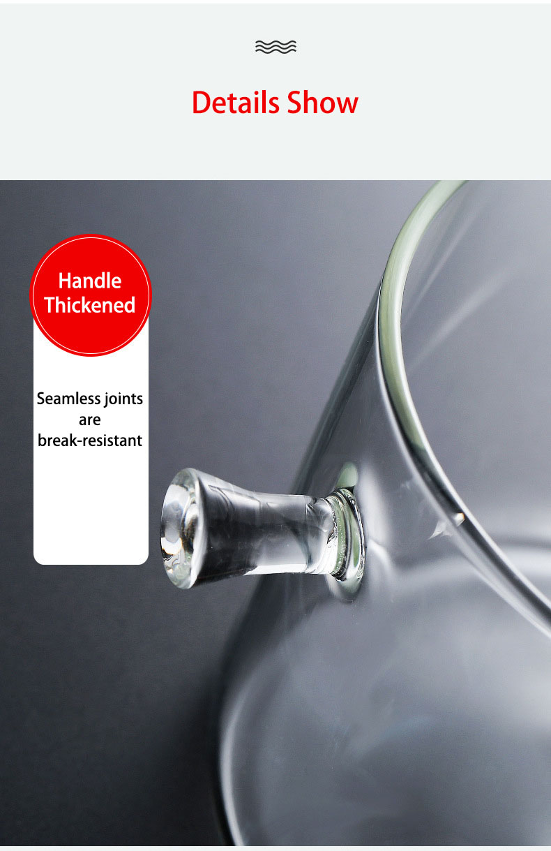 ODM OEM Heated High Borosilicate Clear Glass Pot with Two Glass Handles details