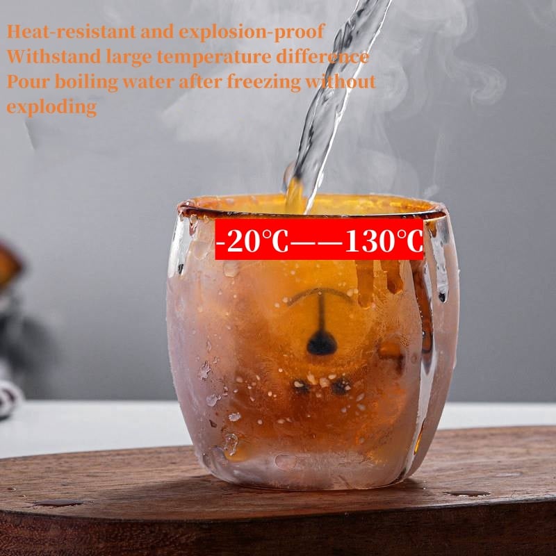 Creative Cute Bear High Borosilicate Glass Double Layer Glass Insulated Double Walled Glass Coffee Cup Mug supplier