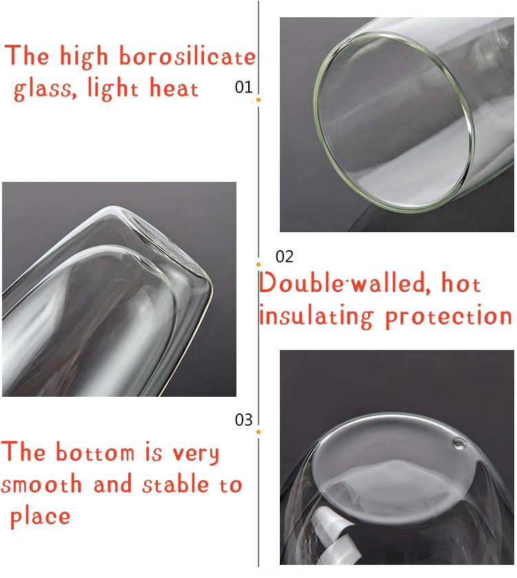 450ml Heat-Resistant No Handle Double Wall Glass Coffee or Tea Cups Clear High Borosilicate Coffee Mug manufacture