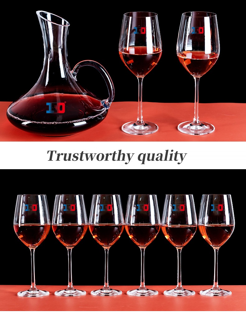 Manufacturer Crystal 800ml 1800ml Customized Logo Cheap Decanter Set 2 Glasses Machine-made Wholesale Goblet Red Wine Glasses manufacture