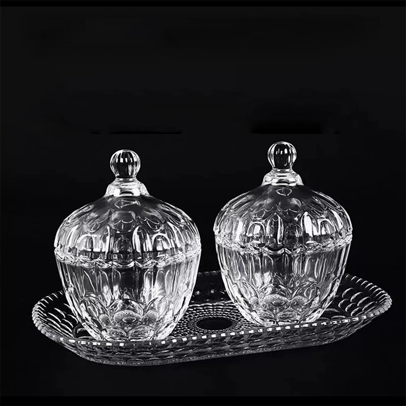Wholesale clear glassware custom painting candy box jewelry storage color candy glass jar details
