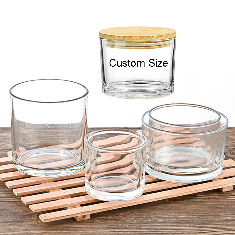 Wholesale Unique Custom Wedding Festival Decoration Clear Frosted Amber Glass Candle Jars factory