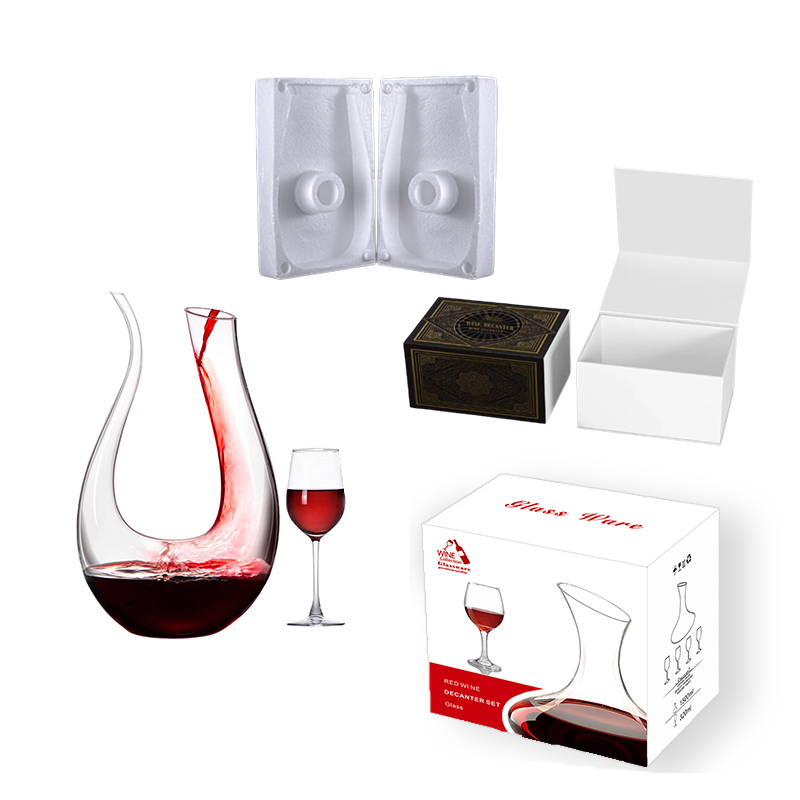 Hot Sale Custom Logo 1500ml U-Shape Red Wine Decanter Set 1 Decanter with 6 Glasses manufacture