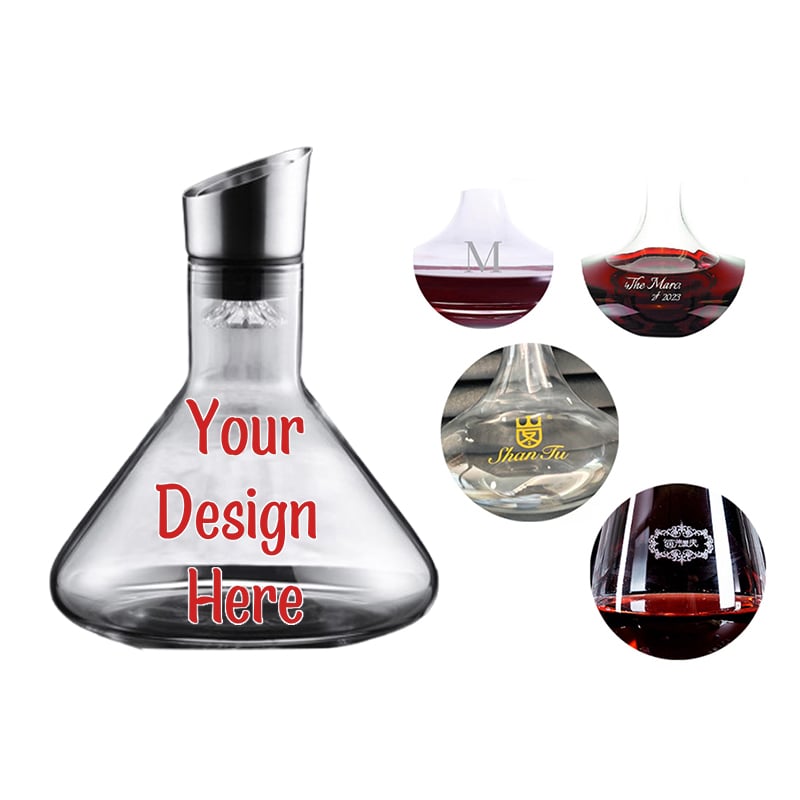 Wholesale Custom Logo Hand Blown Glass Wine Waterfall Decanter with Stainless Steel Strainer manufacture