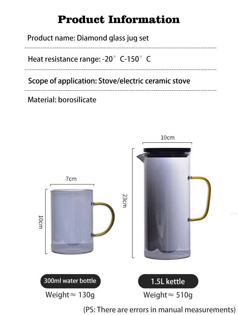 Glass Tea Pot Set vertical pattern jug and glass large capacity water bottle set kettle set factory