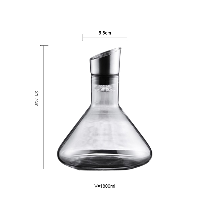 Wholesale Custom Logo Hand Blown Glass Wine Waterfall Decanter with Stainless Steel Strainer factory