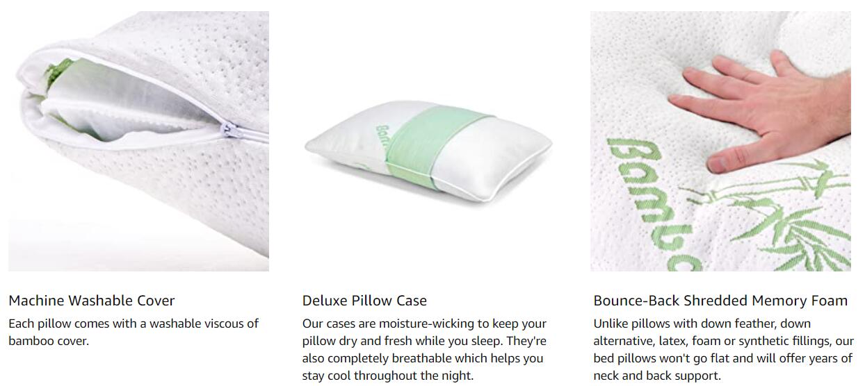 bamboo fiber orthopedic pillow 100% shredded memory foam pillow for bed hotel washable and removable cover details