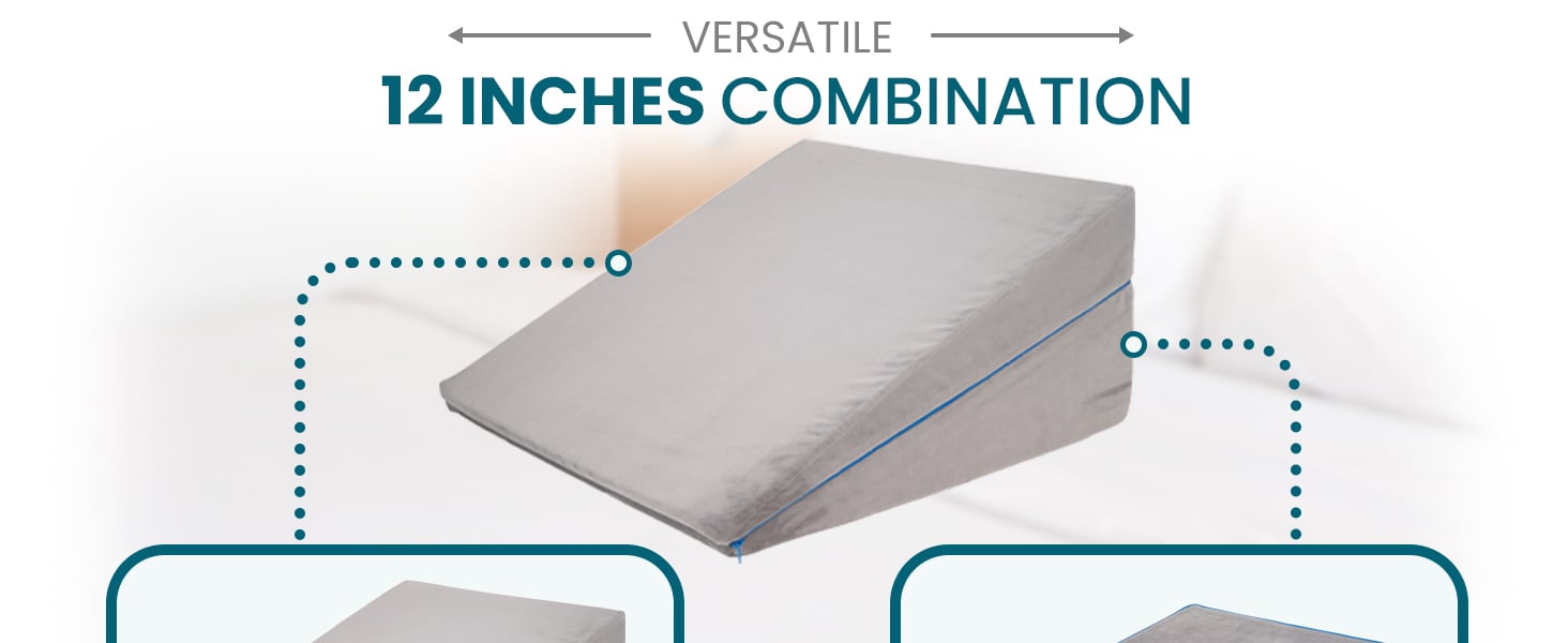3 in 1 Support Adjustable to 4.5, 7.5 and 12 Inches Memory Foam Headboard Bed Wedge Pillow for Sleeping details