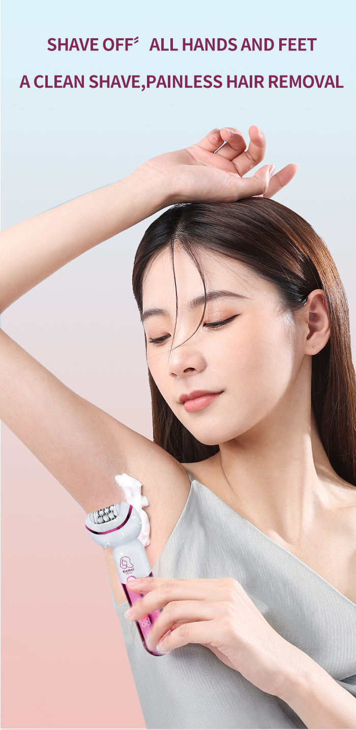 kemei Usb Rechargeable Women Epilator km-6051 Portable Hair Removal Tool Rotary Shaver Body Face Leg Depilator factory