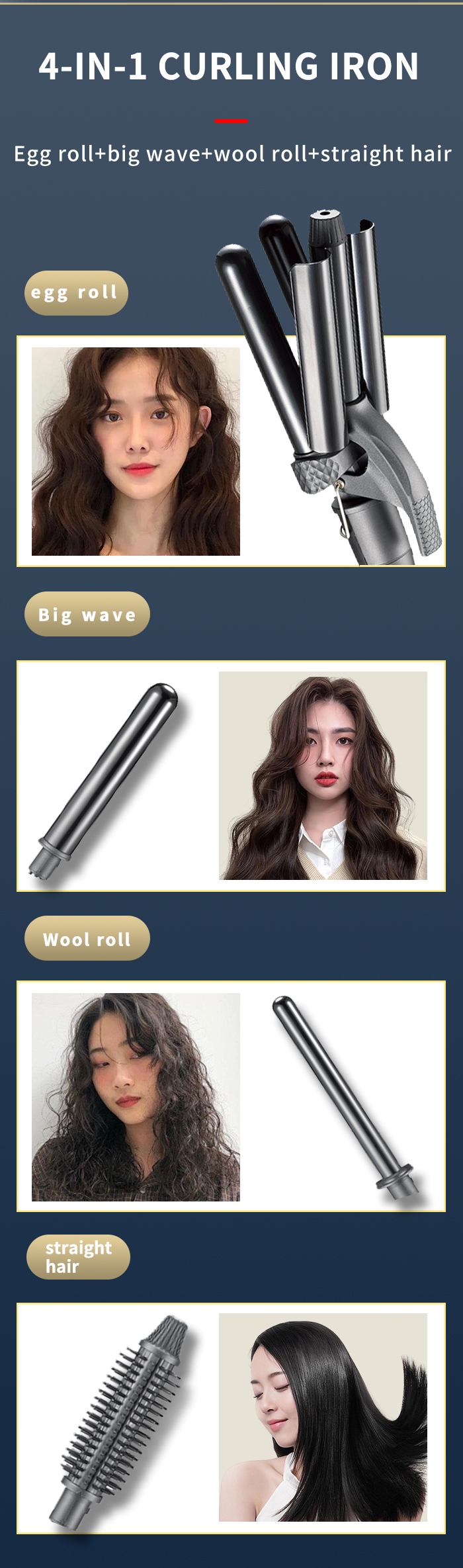 KEMEI Hair Styling Tools Curling Iron Wand Curling Iron Automatic Hair Curler 4 in 1 curling iron with LCD Display supplier