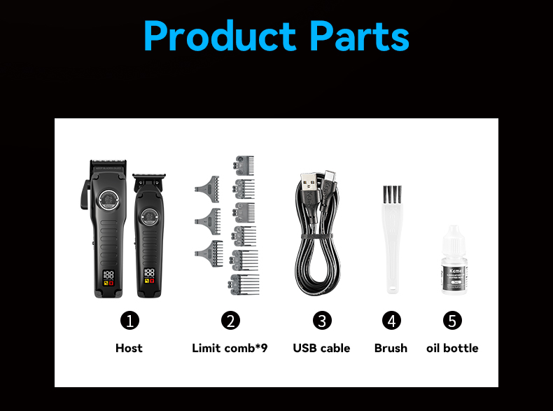 Professional Cordless Rechargeable Hair Clippers Set Km-1827 Km-H73 Barber Hair Clipper Electric Rechargeable Best Hair Trimmer factory