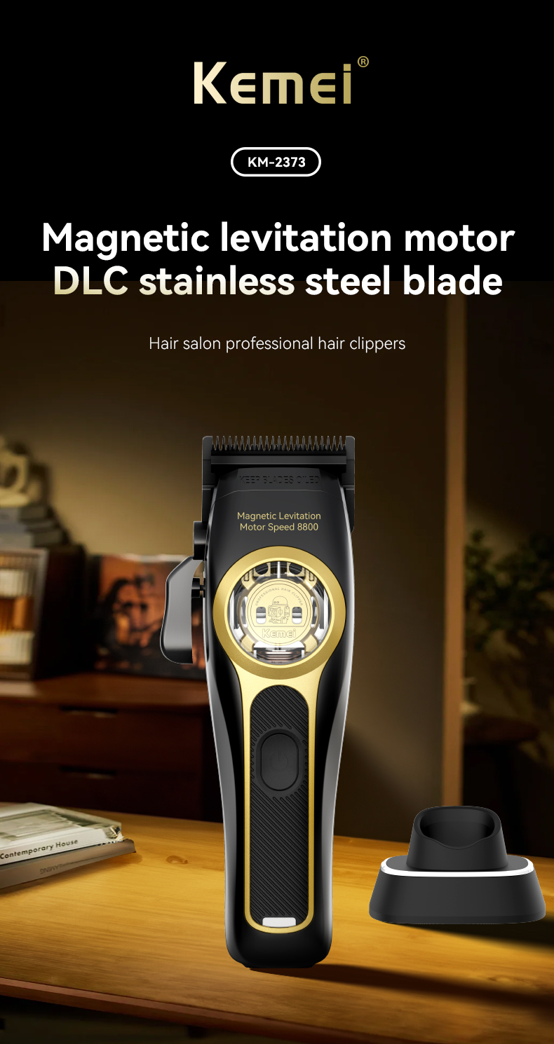 KEMEI km-2373 Manufacturer Professional Barber Trimmer Cordless Hair Trimmer Hair Cutting Clipper With Charging Base details