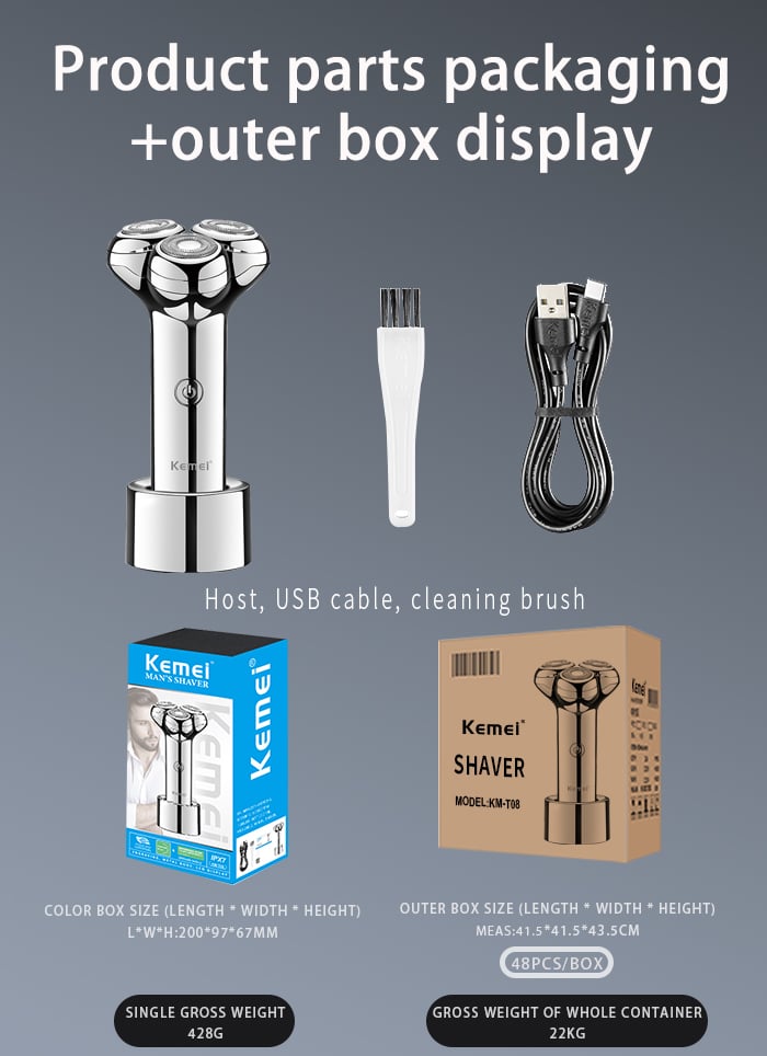 KEMEI Km-T08 Hair Beard Rotary Shaver Machine Portable Man Beard Trimmer Hair Razor Shaver supplier