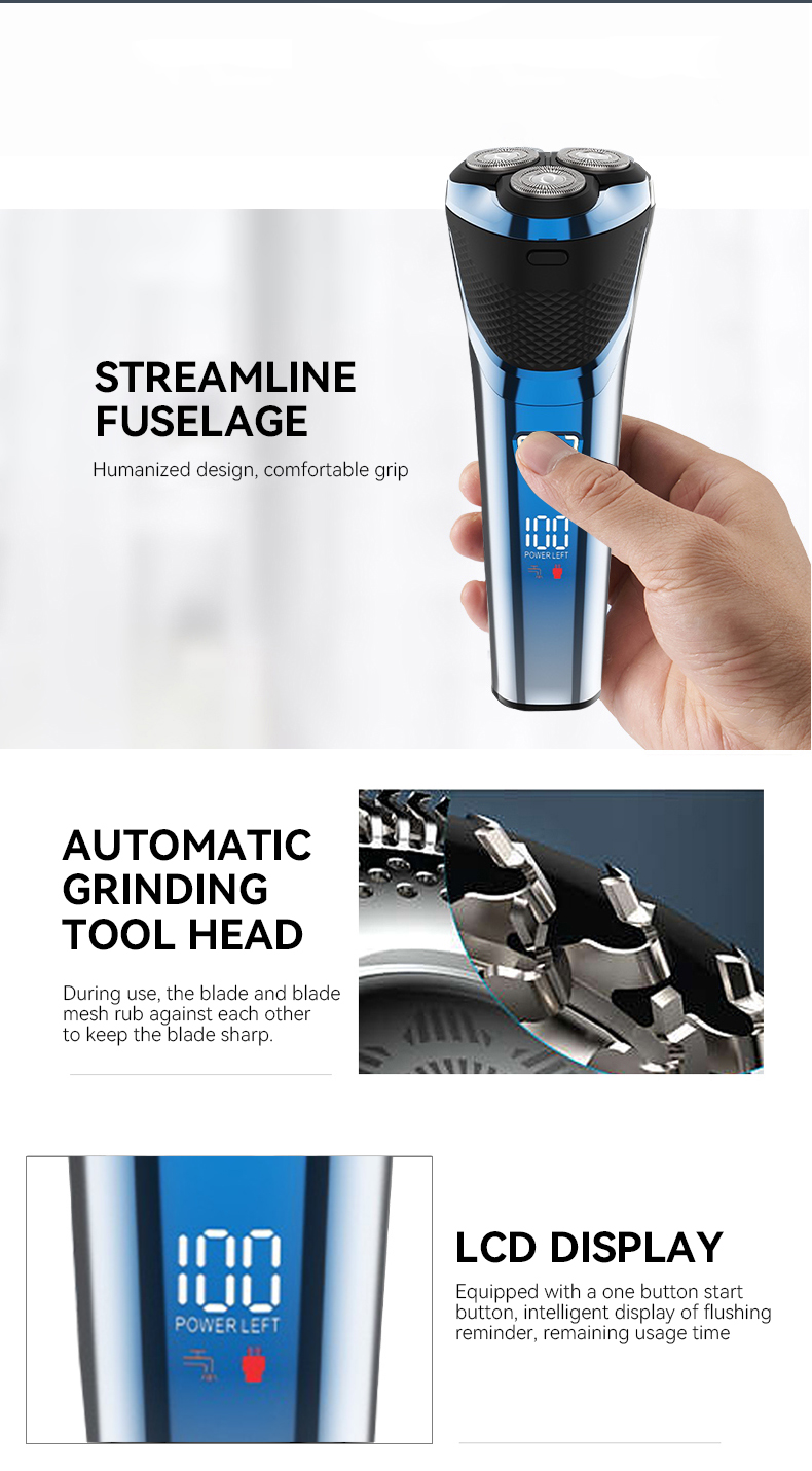 Men Triple Floating Blade Heads Kemei km-8510 Wet-Dry Dual Use Waterproof Electric Shaver USB Rechargeable Electric Razor supplier