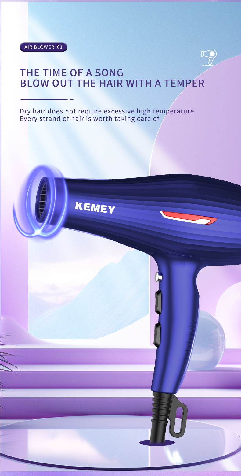KEMEI Professional Salon Professional Hair Dryer Km-6851 1600w High Power Ac Motor Powerful Hair Dryers Support Cold And Hot Air factory