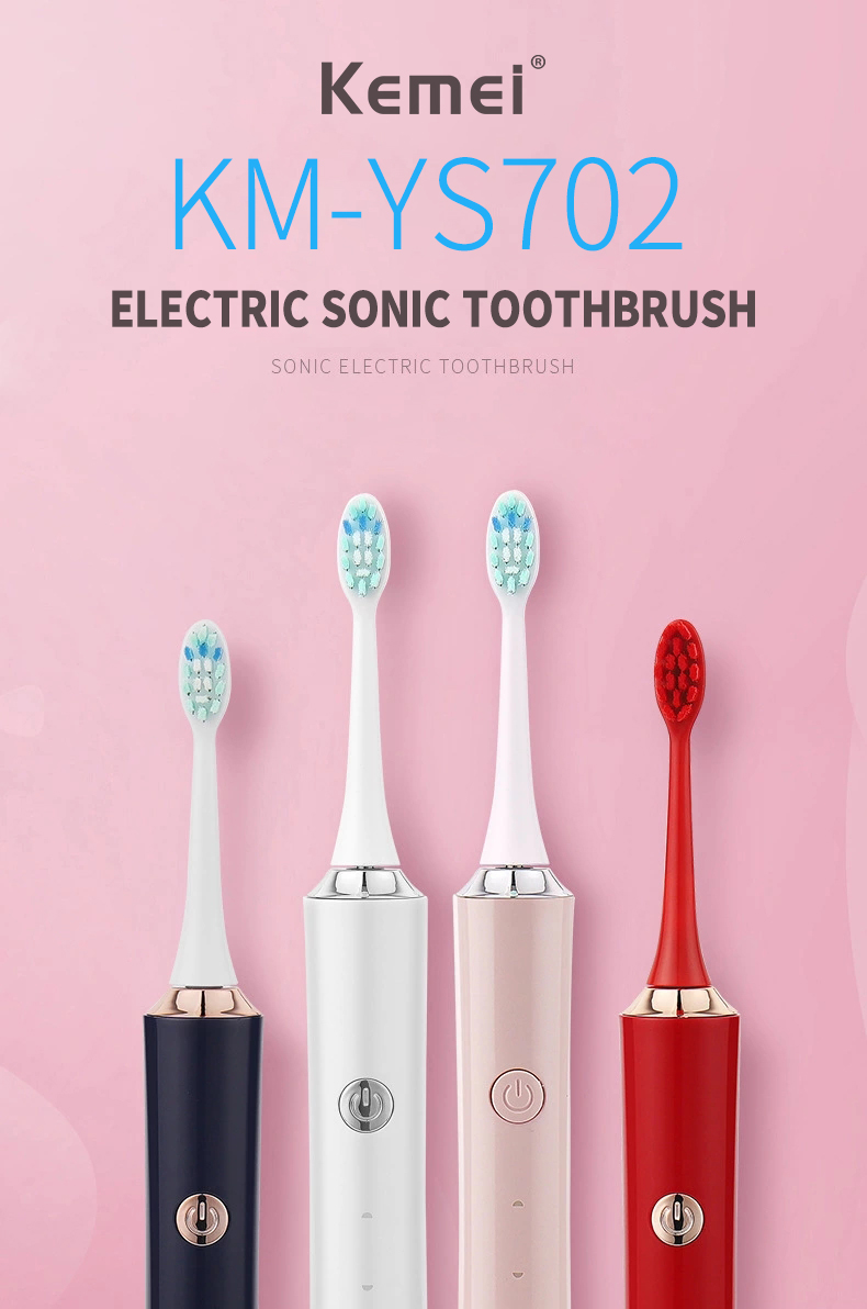 Eco Friendly Sonic Electric Toothbrush Kemei Km-Ys702 Powerful Usb Rechargeable Ultrasonic Tooth Brush factory