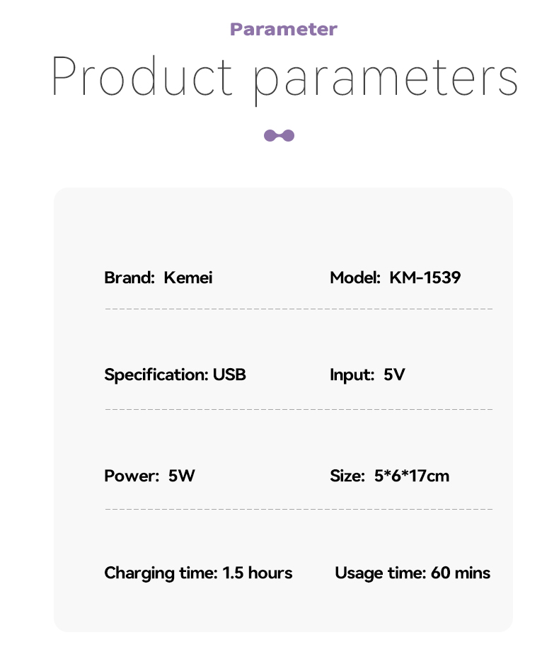KEMEI km-1539 Women Hair Removal Ladies Shaver Ipx6 Waterproof Rechargeable Lady Razor Facial Nose Eyebrows Body Hair Trimmer manufacture