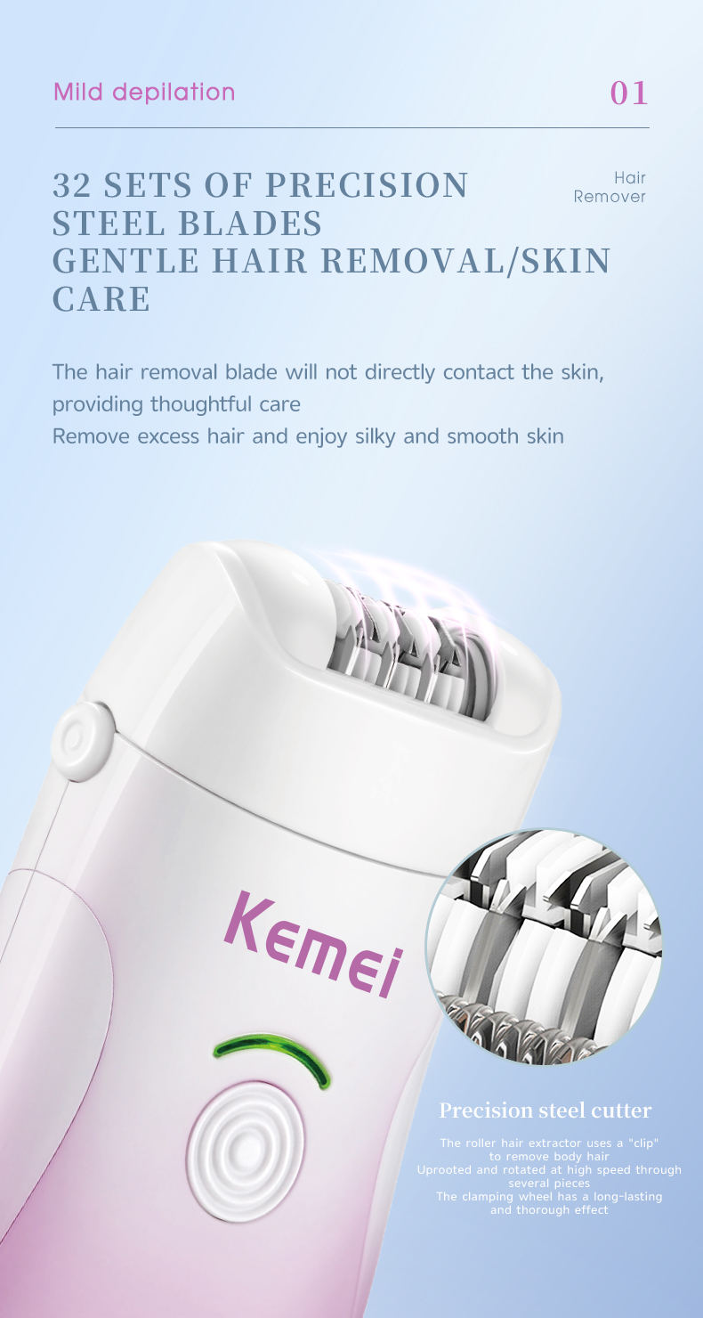 LCD Electric Tweezers Dry wet Use Portable Epilator KEMEI km-908B Women Usb Charging Cordless 3 in 1 Epilator Hair Removal supplier