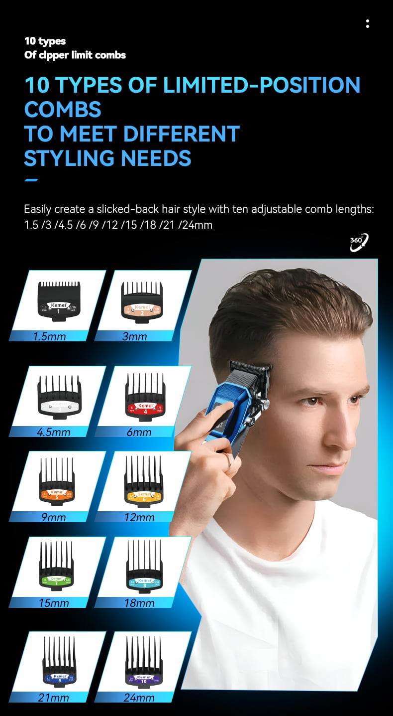 KEMEI km-2796 Hair Trimmers Clippers Professional Cordless 4600mah Lasting Rechargeable Hair Trimmers Clippers details