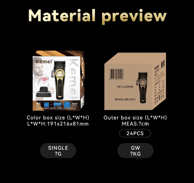 KEMEI km-2373 Manufacturer Professional Barber Trimmer Cordless Hair Trimmer Hair Cutting Clipper With Charging Base supplier
