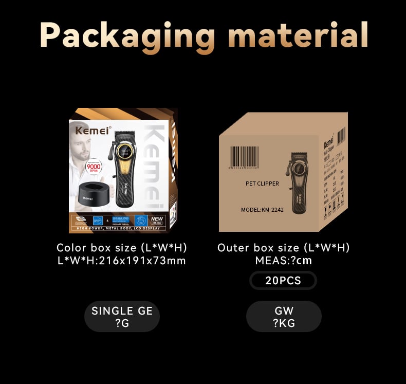 KEMEI km-2242 Hair Clipper Trimmer Brushless Motor Battery Powered Hair Trimmers Commercial Clippers With Charging base details