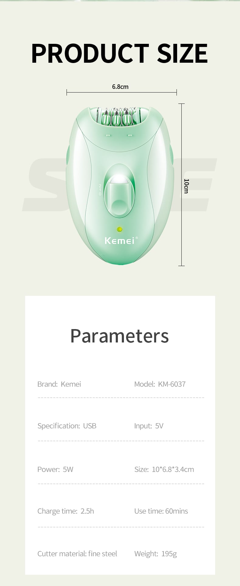 KEMEI km-6037 Hair Removal Device Beauty Devices Having Device Electric Ladies Plucking Hair Epilator factory