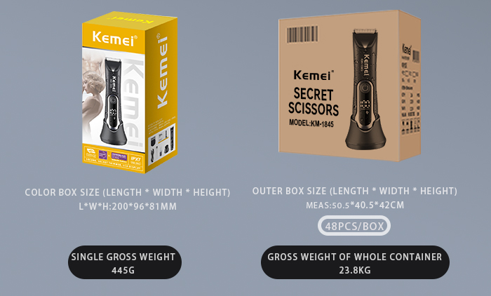 KEMEI km-1845 Rechargeable Electric Body Hair Clipper Trimmer Waterproof Groin Pubic Private Part Electric Shaver With Light manufacture