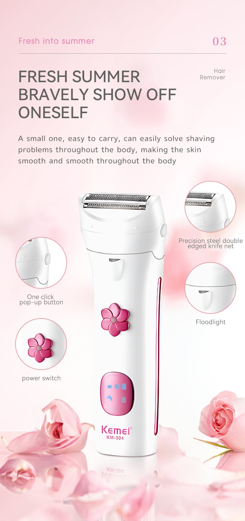 Waterproof Electric Lady Leg Hair Shaver details