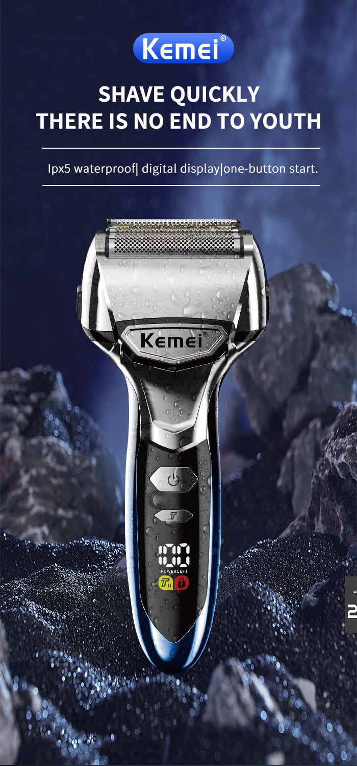 Ipx7 Waterproof Face Electric Shaver Km-3215 5 Cutter Heads Net Floating Trimmer Hair Razor Shaver supplier