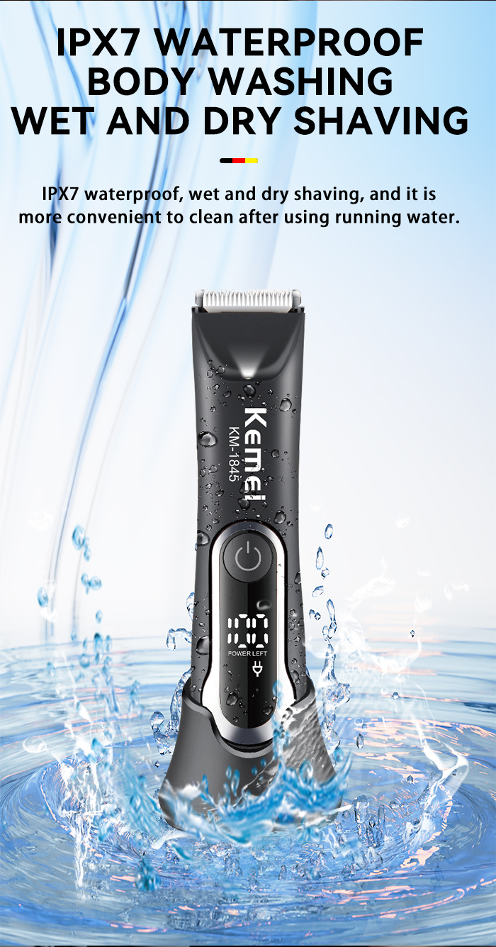 KEMEI km-1845 Rechargeable Electric Body Hair Clipper Trimmer Waterproof Groin Pubic Private Part Electric Shaver With Light details